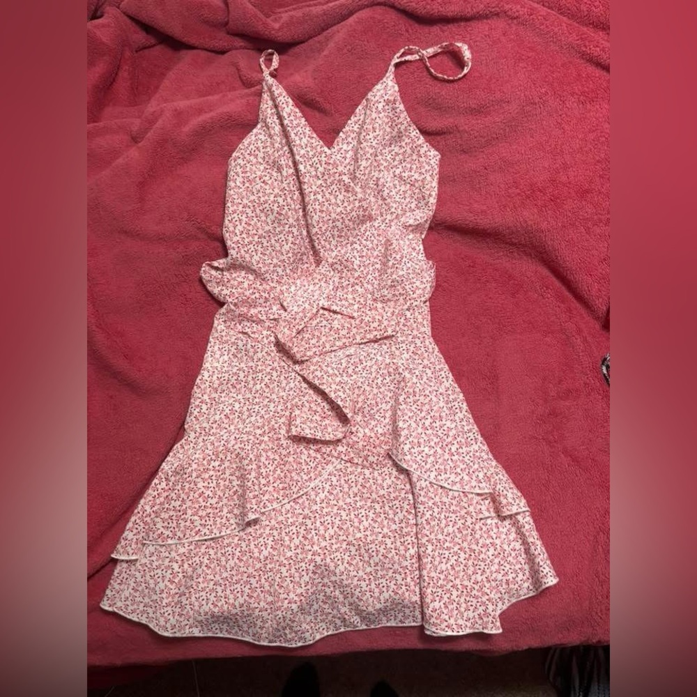 SHEIN Pink Floral Asymmetrical Dress